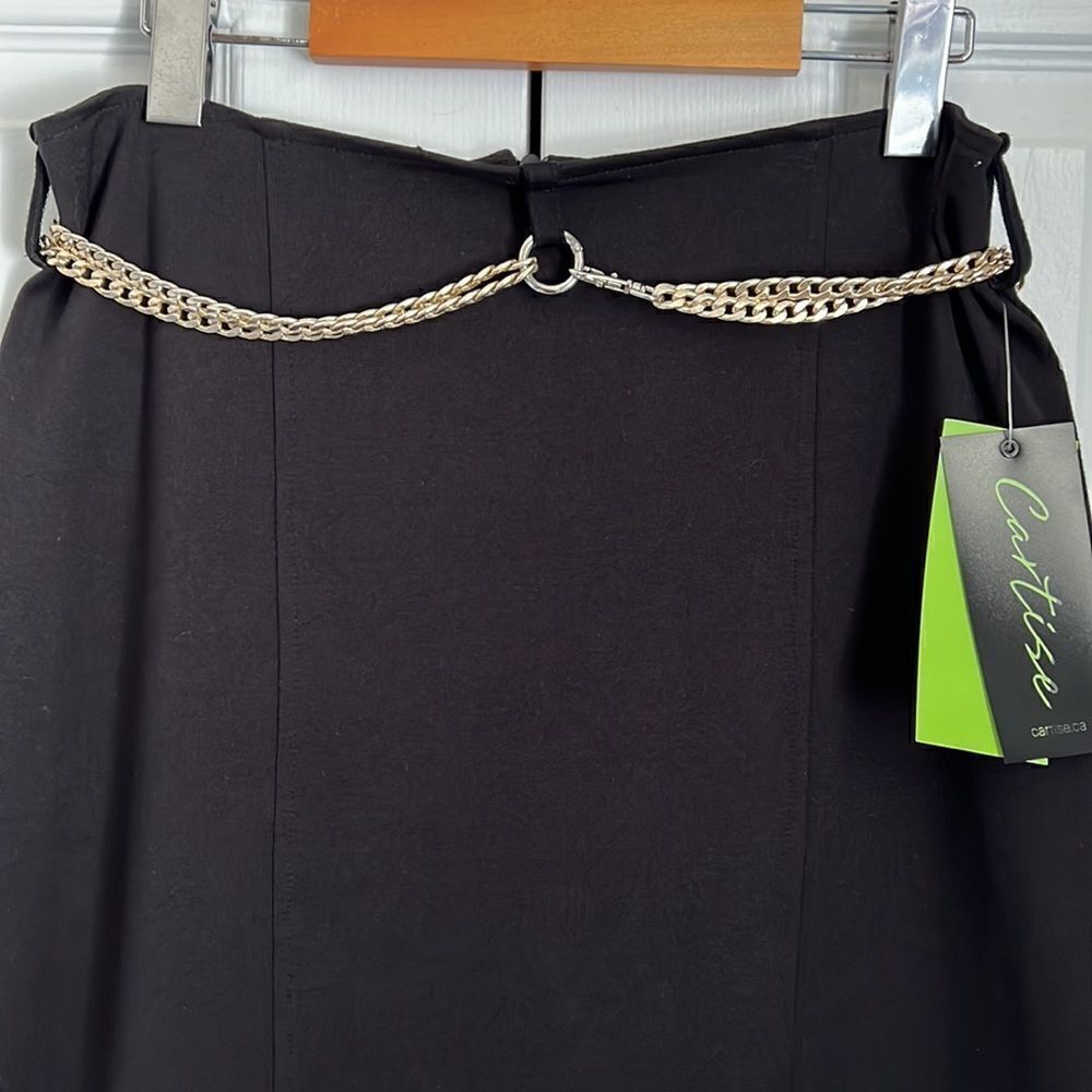 Cartise Black Skirt With Decorative Adjustable Chain Belt Size 8 NWT - Picture 2 of 12